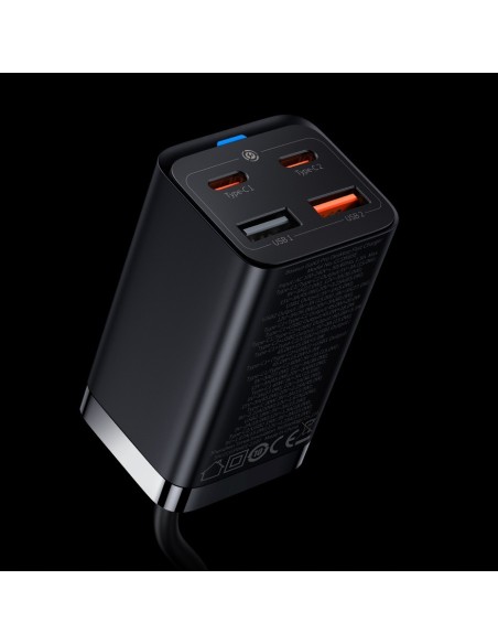 Baseus GAN3 Pro Ładowarka Sieciowa zasilacz 2xUSB-A 2xUSB-C 65W Czarna