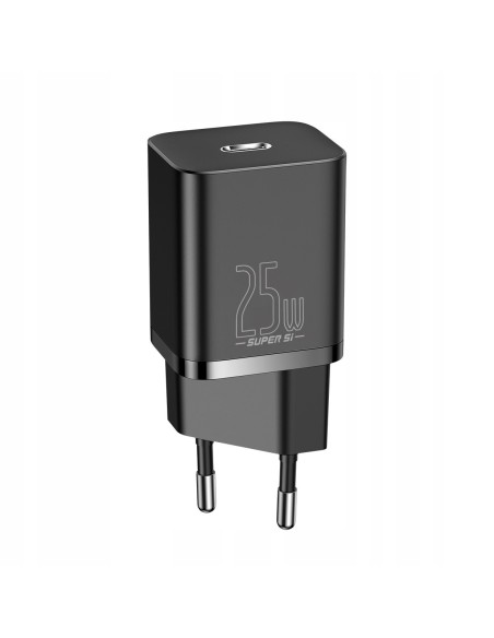 Baseus Super Si Sets Ładowarka Sieciowa + Kabel USB-C 25W Czarny