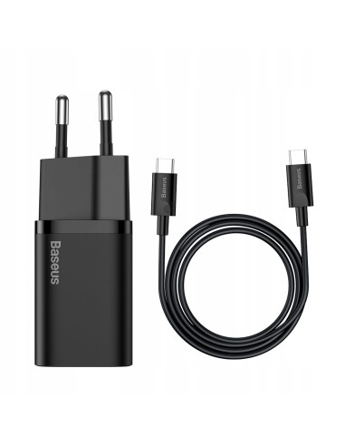 Baseus Super Si Sets Ładowarka Sieciowa + Kabel USB-C 25W Czarny