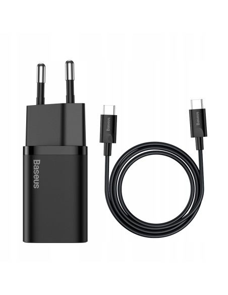 Baseus Super Si Sets Ładowarka Sieciowa + Kabel USB-C 25W Czarny