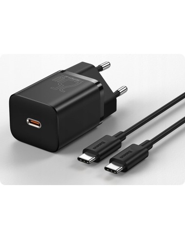 Baseus Super Si Sets Ładowarka Sieciowa + Kabel USB-C 25W Czarny