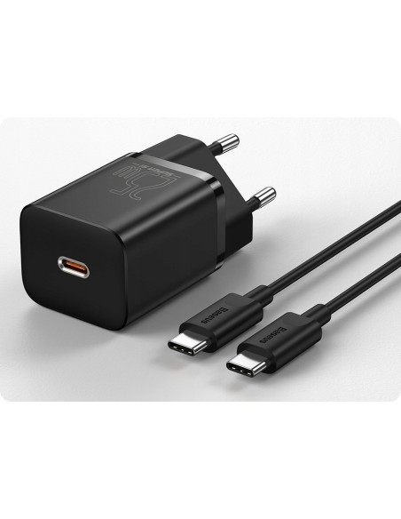 Baseus Super Si Sets Ładowarka Sieciowa + Kabel USB-C 25W Czarny