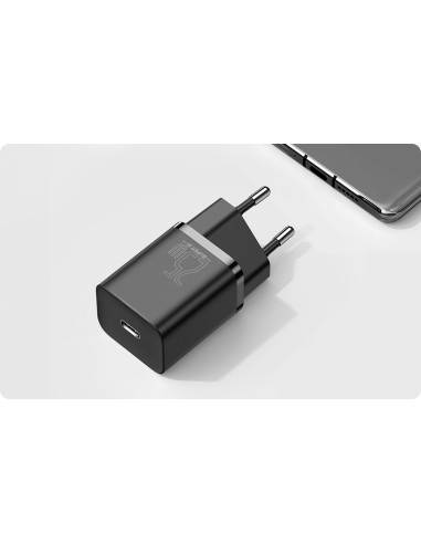 Baseus Super Si Sets Ładowarka Sieciowa + Kabel USB-C 25W Czarny