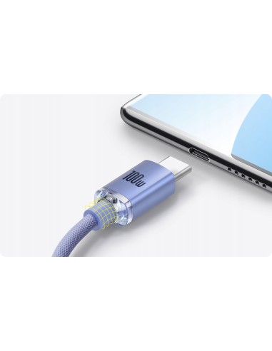 Baseus Crystal Shine Kabel USB Do USB-C 100W 1.2m Fioletowy