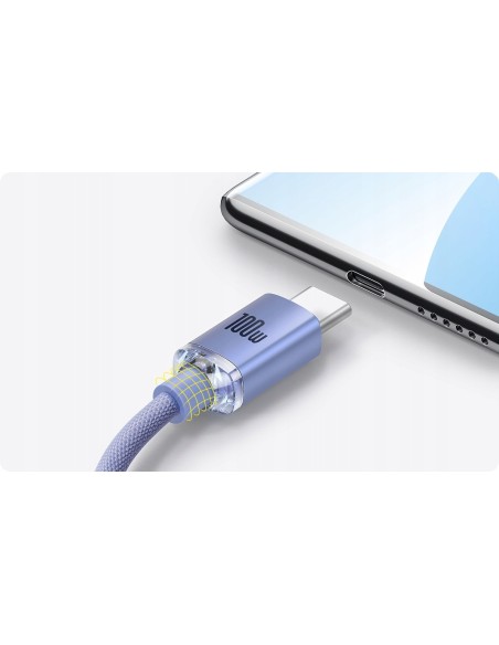 Baseus Crystal Shine Kabel USB Do USB-C 100W 1.2m Fioletowy