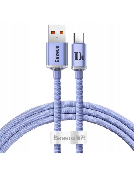 Baseus Crystal Shine Kabel USB Do USB-C 100W 1.2m Fioletowy