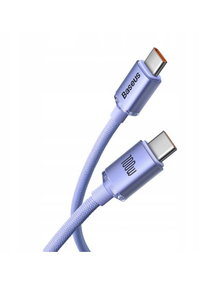 Baseus Crystal Shine Kabel USB-C Do USB-C 100W 2m Fioletowy