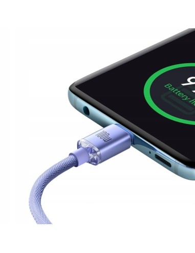 Baseus Crystal Shine Kabel USB-C Do USB-C 100W 2m Fioletowy