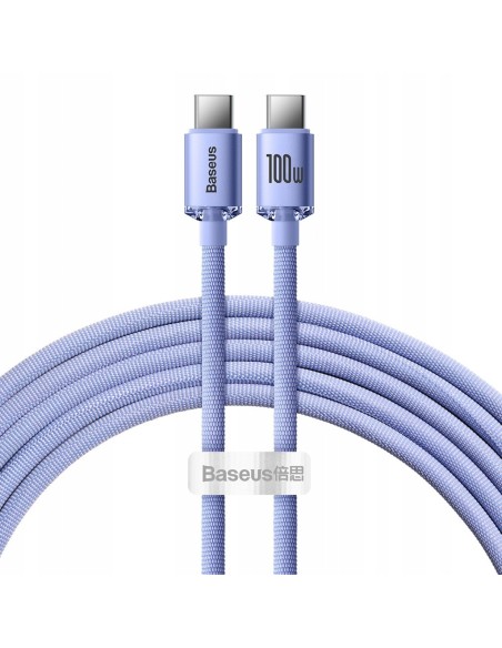 Baseus Crystal Shine Kabel USB-C Do USB-C 100W 2m Fioletowy