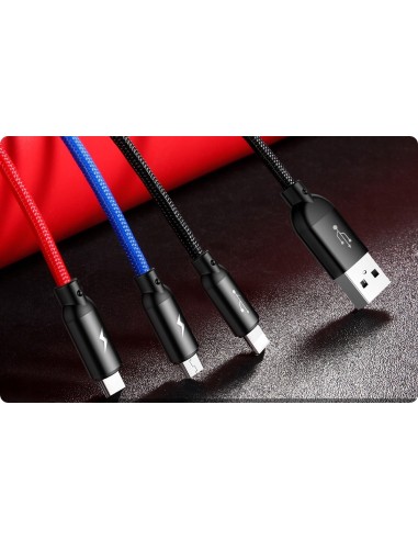 Baseus Three Primary Colors Kabel 3w1 USB - Lightning Micro USB-C 30cm