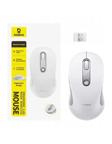 Baseus F02 Mysz Bezprzewodowa 2.4G Biała