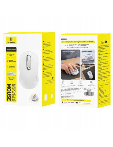Baseus F02 Mysz Bezprzewodowa 2.4G Biała