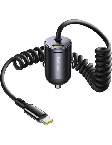 Baseus Tiny Star Mini Ładowarka Samochodowa USB-C+USB-C Kabel 30W Czarna