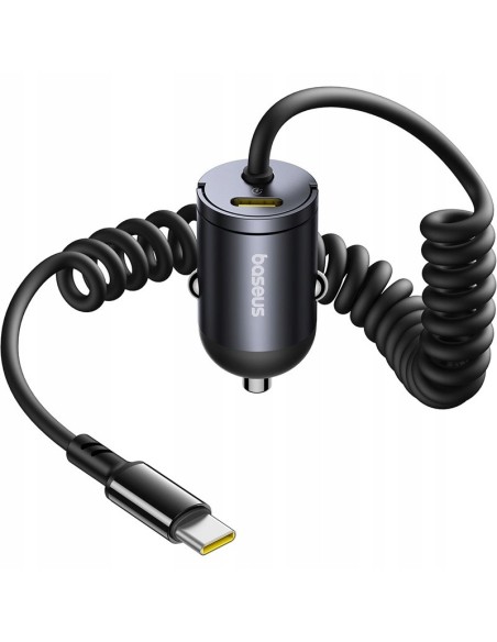Baseus Tiny Star Mini Ładowarka Samochodowa USB-C+USB-C Kabel 30W Czarna