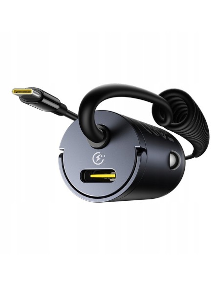 Baseus Tiny Star Mini Ładowarka Samochodowa USB-C+USB-C Kabel 30W Czarna