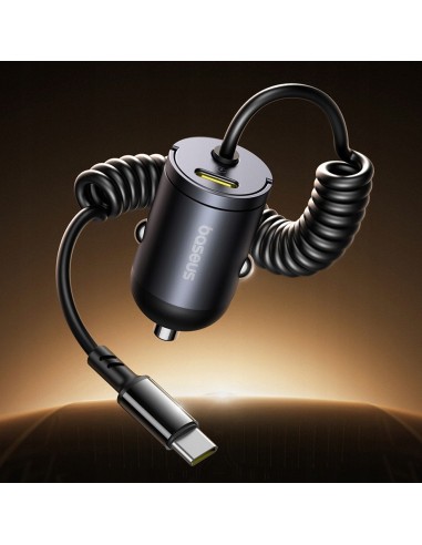 Baseus Tiny Star Mini Ładowarka Samochodowa USB-C+USB-C Kabel 30W Czarna