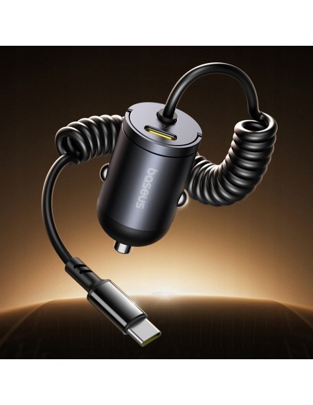 Baseus Tiny Star Mini Ładowarka Samochodowa USB-C+USB-C Kabel 30W Czarna