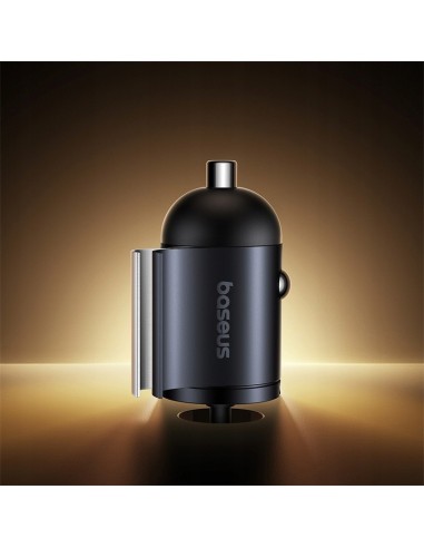 Baseus Tiny Star Mini Ładowarka Samochodowa USB-C+USB-C Kabel 30W Czarna