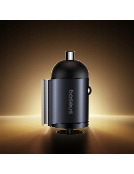 Baseus Tiny Star Mini Ładowarka Samochodowa USB-C+USB-C Kabel 30W Czarna