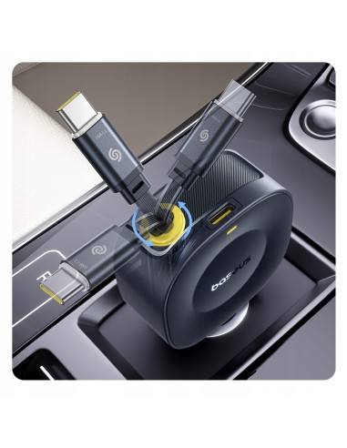 Baseus PrimeTrip VR2 Ładowarka Samochodowa Z Wysuwanym Kablem C+C 30W Czarna