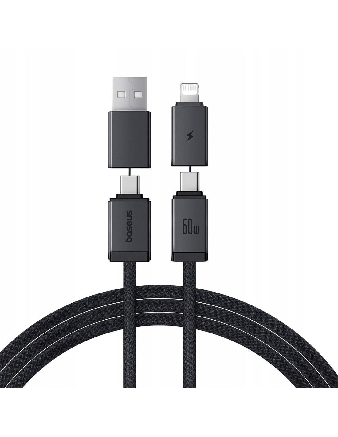 Baseus Versatile Two-for-Two Kabel 4w1 U+C Do C+L 60W 1m Czarny