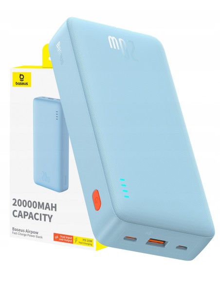 Baseus Airpow Power Bank Z Szybkim Ładowaniem 20W 20000mAh Niebieski