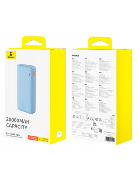 Baseus Airpow Power Bank Z Szybkim Ładowaniem 20W 20000mAh Niebieski