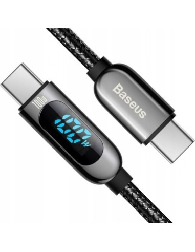 Baseus Kabel USB-C Do USB-C Z Wyświetlaczem 5A 1m Czarny