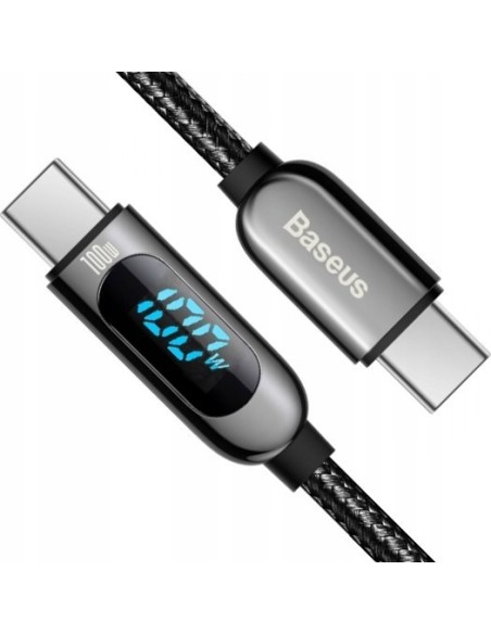 Baseus Kabel USB-C Do USB-C Z Wyświetlaczem 5A 1m Czarny