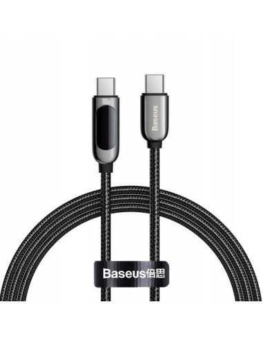 Baseus Kabel USB-C Do USB-C Z Wyświetlaczem 5A 1m Czarny