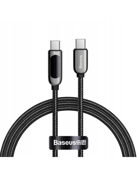 Baseus Kabel USB-C Do USB-C Z Wyświetlaczem 5A 1m Czarny