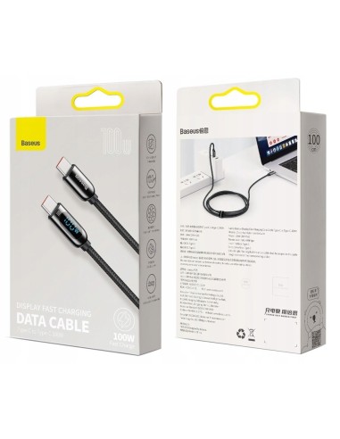 Baseus Kabel USB-C Do USB-C Z Wyświetlaczem 5A 1m Czarny