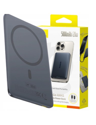 Baseus PicoGo AM41 Ultracienki Magnetyczny Power Bank 5000mAh 20W Szary