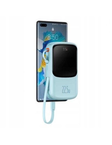 Baseus Qpow Pro Power Bank Z Wbudowanym Kablem USB-C I Szybkim Ładowaniem 20000mAh 22.5W Niebieski