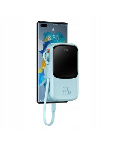 Baseus Qpow Pro Power Bank Z Wbudowanym Kablem USB-C I Szybkim Ładowaniem 20000mAh 22.5W Niebieski