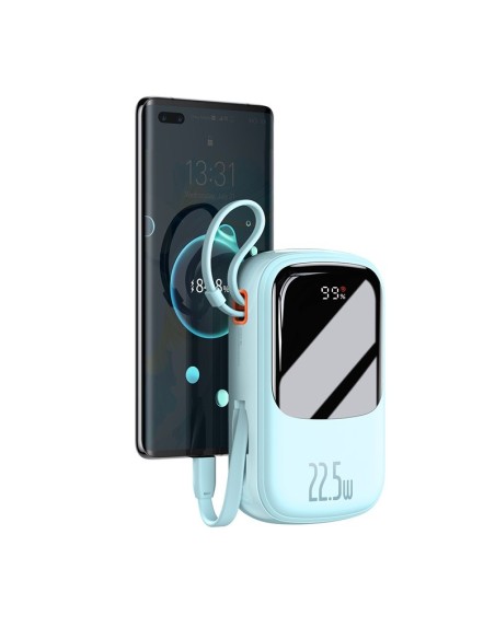 Baseus Qpow Pro Power Bank Z Wbudowanym Kablem USB-C I Szybkim Ładowaniem 20000mAh 22.5W Niebieski