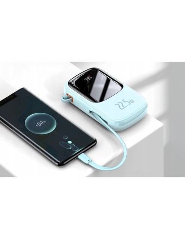 Baseus Qpow Pro Power Bank Z Wbudowanym Kablem USB-C I Szybkim Ładowaniem 20000mAh 22.5W Niebieski