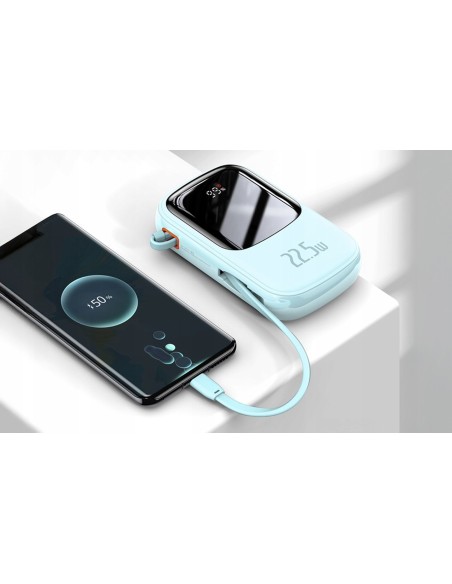 Baseus Qpow Pro Power Bank Z Wbudowanym Kablem USB-C I Szybkim Ładowaniem 20000mAh 22.5W Niebieski