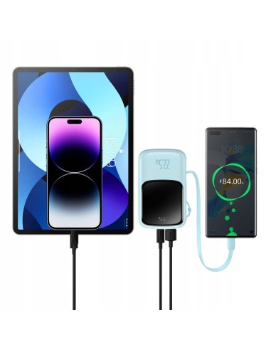 Baseus Qpow Pro Power Bank Z Wbudowanym Kablem USB-C I Szybkim Ładowaniem 20000mAh 22.5W Niebieski