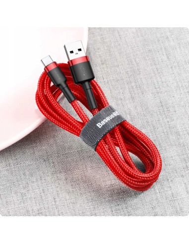 Baseus Cafule Kabel USB Do USB-C 1m 3A Czerwono-Czarny