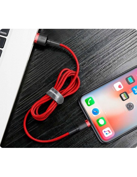 Baseus Cafule Kabel USB Do Lightning 2.4A 1m Czerwono-Czarny