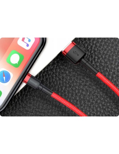Baseus Cafule Kabel USB Do Lightning 2.4A 1m Czerwono-Czarny