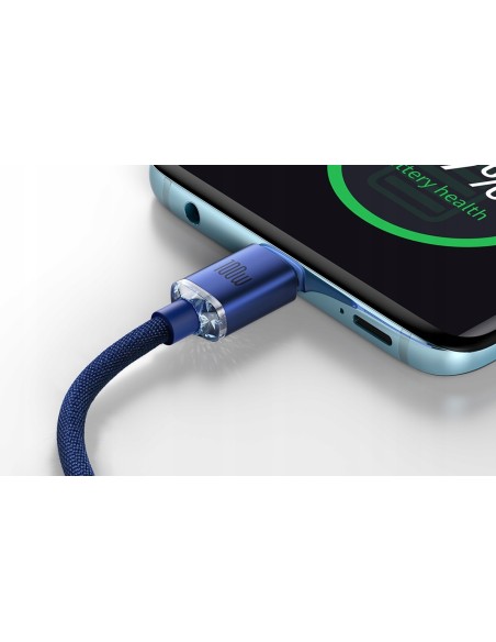 Baseus Crystal Shine Kabel USB-C Do USB-C 100W 2m Niebieski