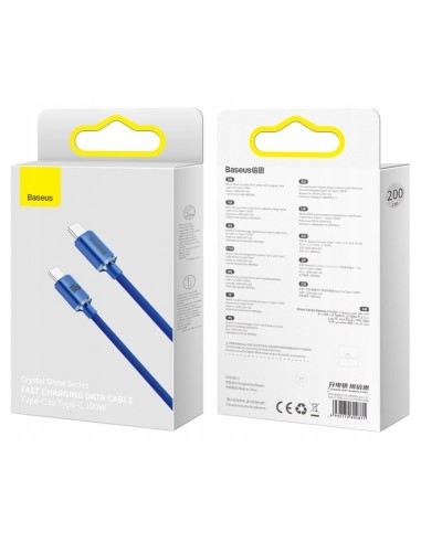 Baseus Crystal Shine Kabel USB-C Do USB-C 100W 2m Niebieski
