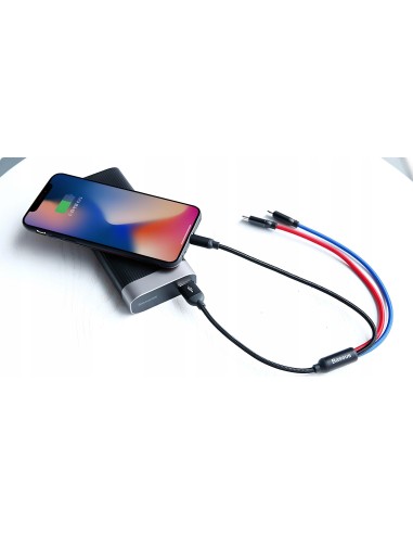 Baseus Three Primary Colors Kabel 3w1 USB Do Lightning Micro USB-C 3.5A 30cm