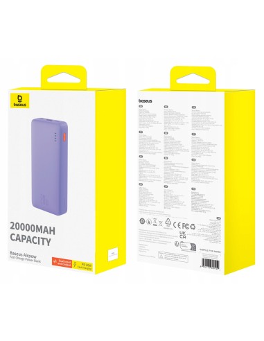 Baseus Airpow Power Bank Z Szybkim Ładowaniem 20W 20000mAh Fioletowy