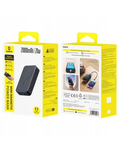 Baseus EnerFill FM41 Mini Magnetyczny Power Bank 20000mAh 20W Czarny