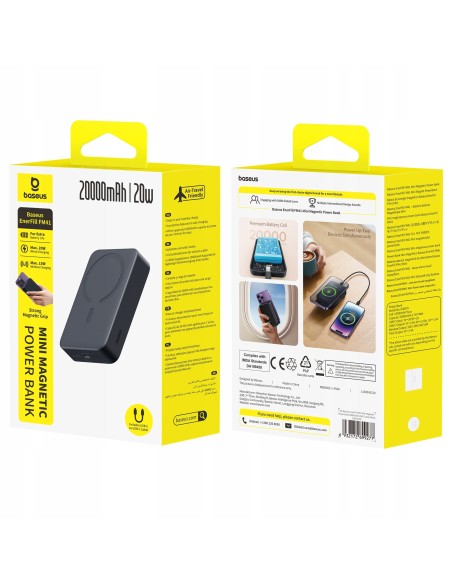 Baseus EnerFill FM41 Mini Magnetyczny Power Bank 20000mAh 20W Czarny