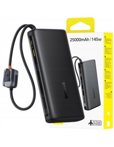 Baseus EnerFill FC41 Power Bank Z Wbudowanymi Kablami USB-C 25000mAh Czarny