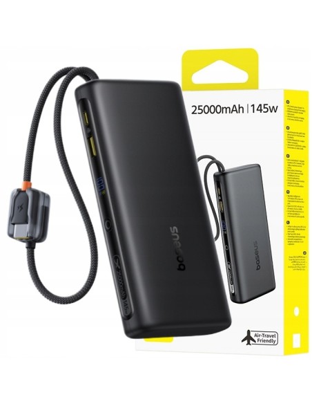Baseus EnerFill FC41 Power Bank Z Wbudowanymi Kablami USB-C 25000mAh Czarny